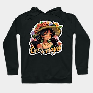 Cinco de mayo beauty anime girl with sumbrero flower Hoodie